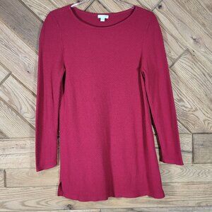 J. Jill Red Textured Knit Long Sleeve Tunic Top Size S Small